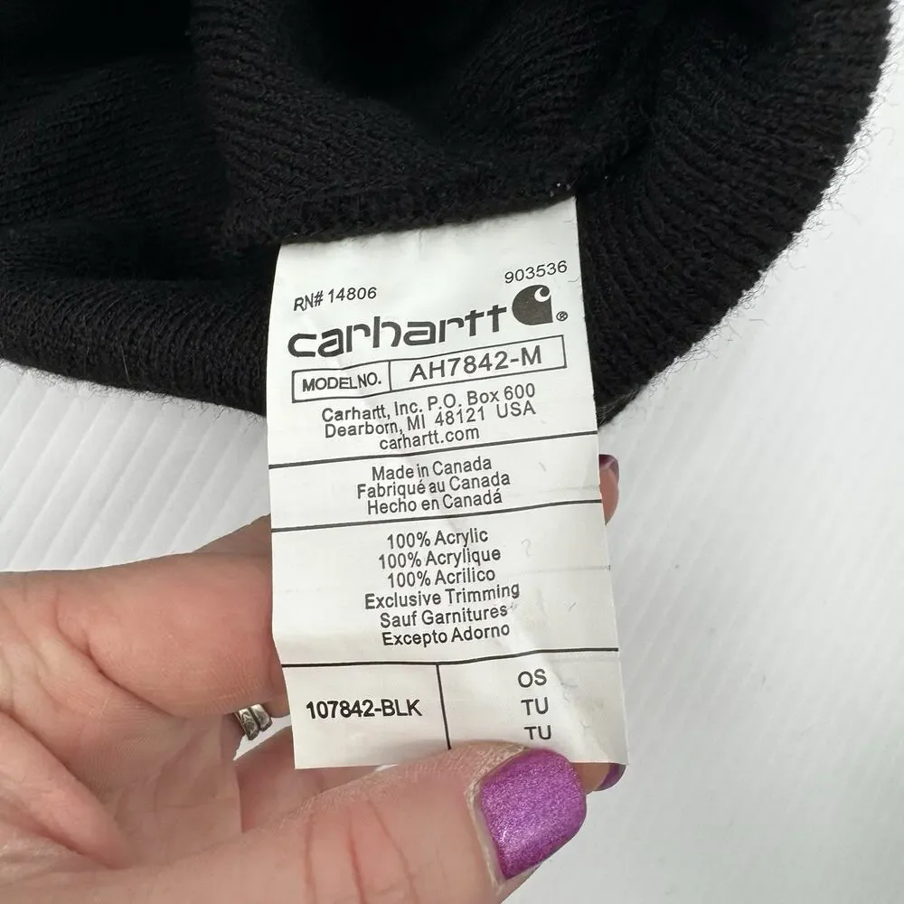 Carhartt Knit Black Beanie Shamrock Patch No Luck Needed Sock Hat NWT OSFM